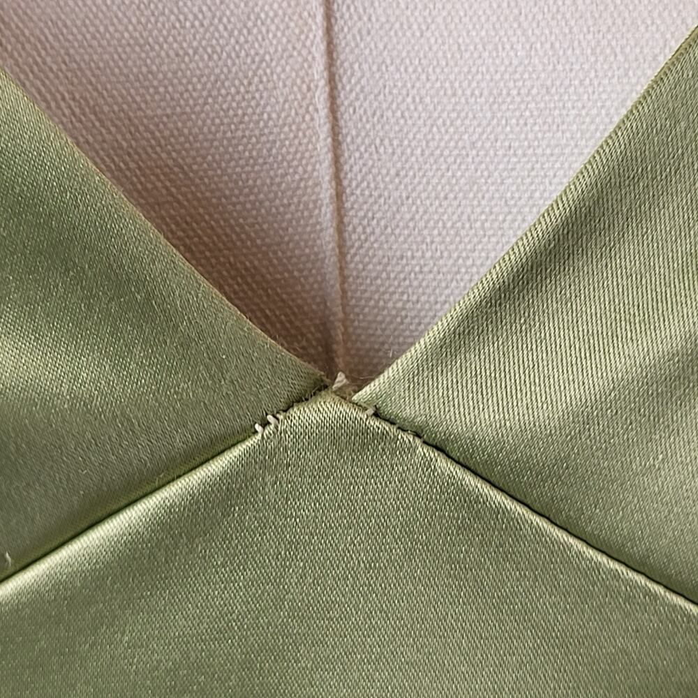 NEW WAYF Holiday Party Midi Dress Size Medium Green Silky Satin Imperfection* - Picture 8 of 12